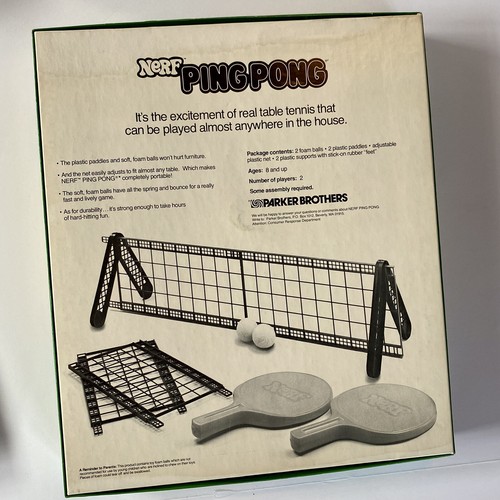 Nerf Ping Pong Set Vintage 1982 Parker Brothers Official Table Tennis Game - Picture 6 of 11