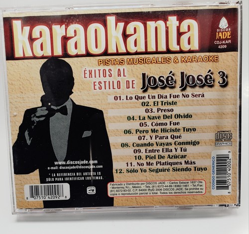 Jose Jose Karaoke.  Como Fue, No me platiques Mas, Para Que, Entre Ella Y Tu - Picture 2 of 2