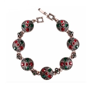 Authentic Antique Rose Gold Plated Rhinestone Turkish Style bracelet 7.5 in