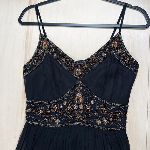 Abito donna Pisarro Nights 6 spalline nero con motivo PIZZO e perline - Foto 5 di 11