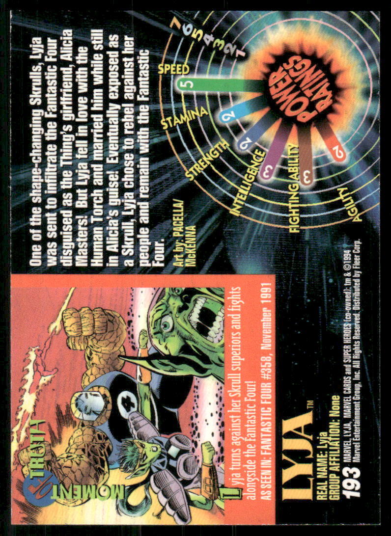1994 Fleer Marvel Universe #193 Lyja 35292 | eBay