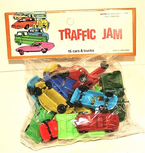 Plastik Stau 15 Auto & LKW Spielset 70er Jahre NOS MIP Neu Hong Kong - Bild 1 von 4