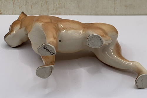 Vintage brown Boxer Dog Figurine Glossy Ceramic Standing 4,25" x 5" Japan - Picture 6 of 11