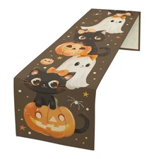 Halloween Pumpkin Table Runner,Cotton Dining Table Runner,Coffee Table Decor ...