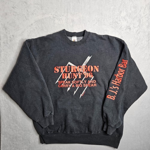 Vintage Sturgeon Hunt '96 Sweatshirt Herren XXL schwarz Fruit of the Loom Crewneck - Bild 1 von 11
