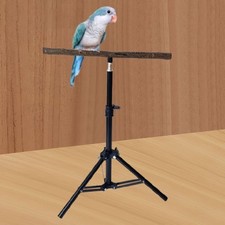 Wood Parrot Perch Height Adjustable Tripod for Parakeets Budgies Cockatiels