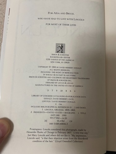 Lincoln by David Herbert Donald HC - Picture 3 of 21