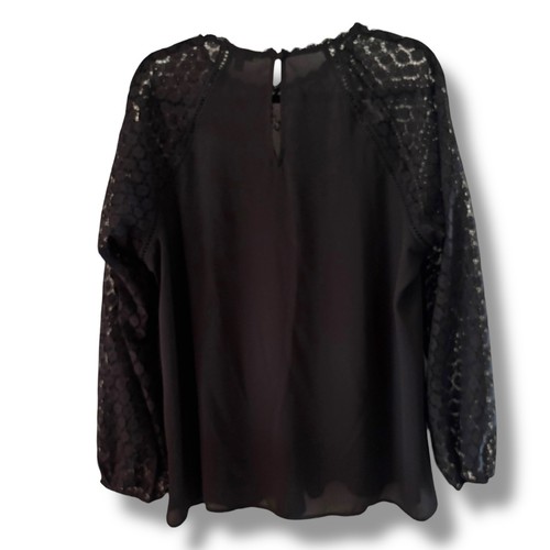 Camicetta Torrid Deep nera pizzo giogo manica lunga taglie forti 1 1x 14 16 georgette - Foto 8 di 8