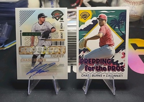 2 Card 2024 Panini Prospects Chase Burns Auto & /99 Rookie Lot REDS Read/L👀K 💎