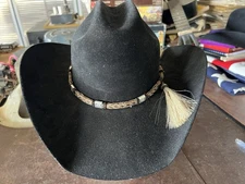 Vintage Resistol 20X Black Gold Western Cowboy Hat Size 7 with Hat Band