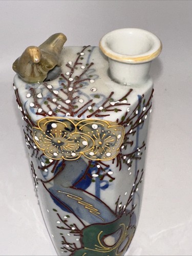 Kutani Ware Tokkuri Sake Flasche Japanisch Pfeifen Vogel Singing Go Vintage - Bild 7 von 7