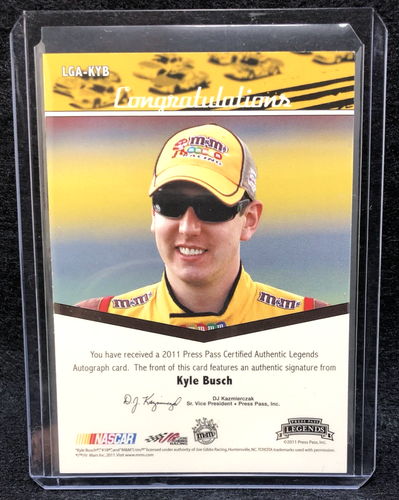 Kyle Busch 2011 Press Pass Racing Certified Authentic Autograph #17/50 - Picture 2 of 2