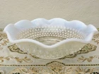 VTG Anchor Hocking, Opalescent Moonstone Crimped Bowl, 1941-1946
