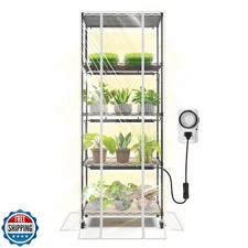 Barrina CX91Z Indoor Greenhouse with Grow Light, 5-Tier Plant Sta