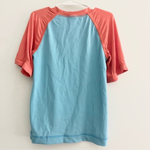 Hanna Andersson Kids Colorblock Rash Guard Blue Salmon Coral Boys Unisex Sz 5 - Picture 5 of 5