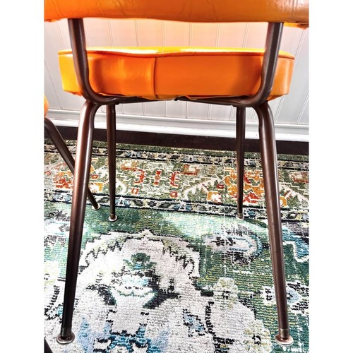 Pair of Orange MCM Midcentury 1970s Chairs - Vinyl w Metal Legs - Good VTG Cond. - Picture 6 of 10