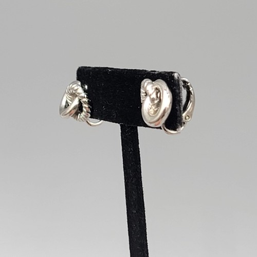 Vintage Double Ring Studs Clip on Earrings Silver tone 1/2" - Picture 8 of 8