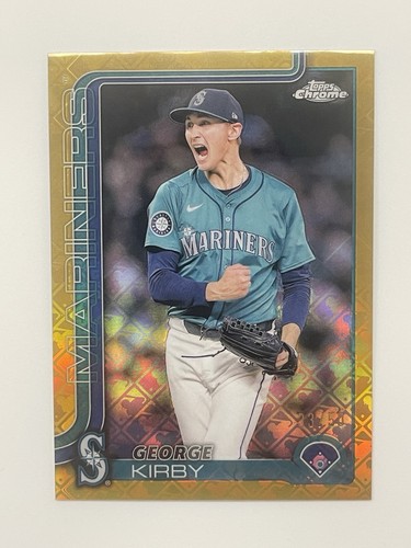 2025 Topps Chrome George Kirby Logofractor Gold /50 #223 Seattle Mariners Hot - Picture 8 of 8