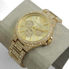 NEW Michael Kors Oversized Camille Gold Pave Glitz Chronograph Watch MK6958 NIB
