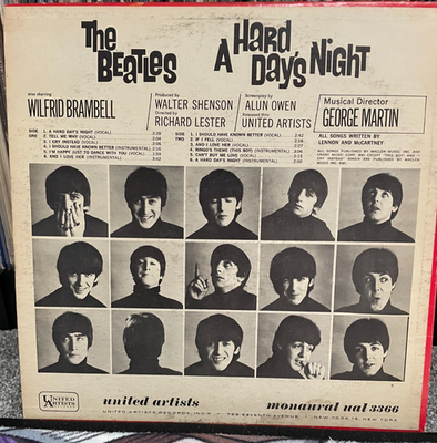 Beatles – A Hard Day's Night 1964 Mono LP UAL 3366 1st Press VG