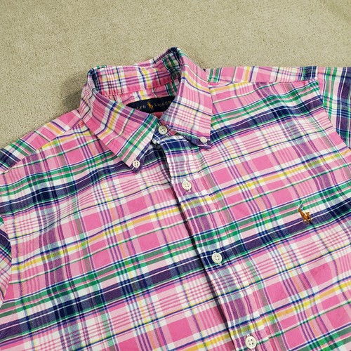 Ralph Lauren Hemd Herren Medium Rosa Weiß Knopfleiste Oxford Langarm Pony Logo - Bild 2 von 8