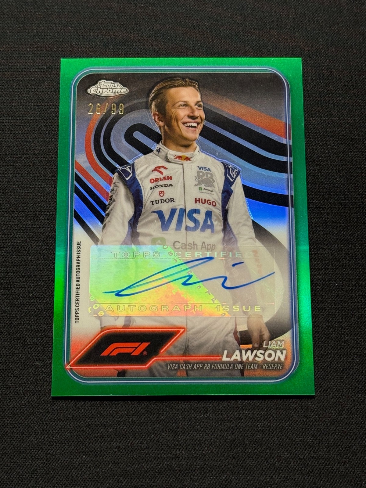 2024 Topps Chrome Formula 1 - Autographs Liam Lawson #CAC-LAW Green Refractor/99