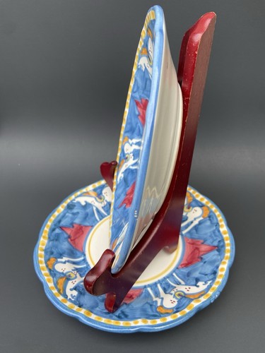 "2 platos de ensalada Solimene Vietri Campagna Italia blanco caballo azul 8-1/4""" - Imagen 2 de 11
