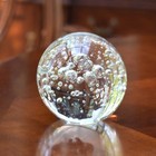 Vintage Murano Style Paperweight - Clear Art Glass Controlled-Bubbles