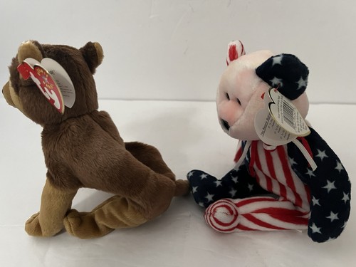 TY Beanie Baby Lot Courage the 9/11 Dog 2001 & Spangle 1999 Pink Face w/Tags EUC - Picture 2 of 20