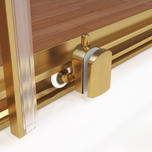 700 x 700mm Brushed Brass Corner Entry Shower Enclosure Walk In Sliding Door - Picture 8 of 12