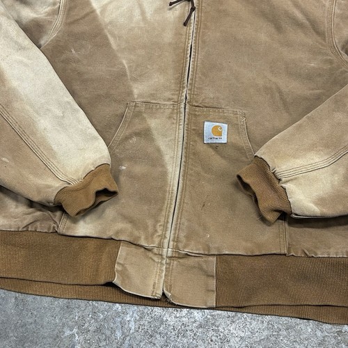 Vintage Carhartt Canvas Full Zip Lined Brown Hooded Jacket Adult XXL Distressed - Picture 5 of 13