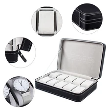 10 Slots PU Leather Watch Pouch Organizer Box Jewelry Storage Display Case
