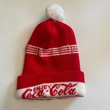 Vintage Enjoy Coca Cola Winter Beanie Pom Knit Hat