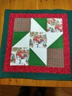 Christmas Trucks Quilted Cotton Table Topper 16X16,Trucks, Christmas Trees Snow 