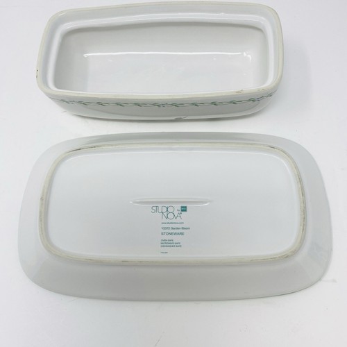 Butter Dish 2pc Mikasa Studio Nova Garden Bloom Flower Butterfly Cottagecore - Picture 2 of 3