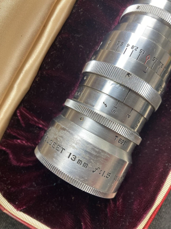 Elgeet Wide Angle 13mm f1.5 C MOUNT CINE LENS Bolex Filmo 16mm Camera w/ Case - Image 3 of 4