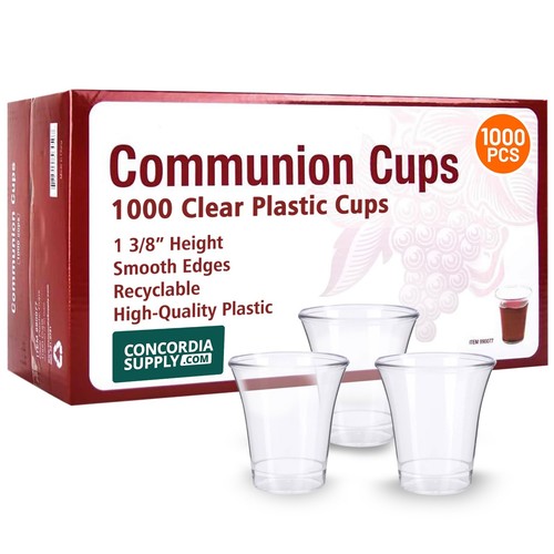 Communion Cups - 1-3/8" Recyclable Hard Plastic Cups w/Smooth Edges & Fits St...