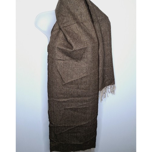 Made in England 100% Cashmere Scarf Fringe Herringbone 11.5" x 65" Soft Unisex - Picture 8 of 8