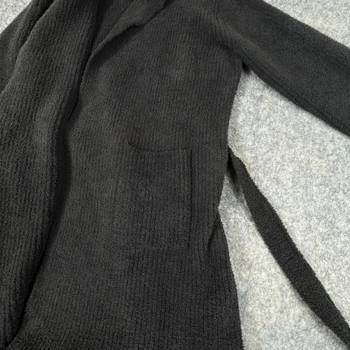 Barefoot Dreams Hooded Long Robe Cozy Chic Size 2 (M) Ribbed Dark Gray Carbon - Picture 6 of 8