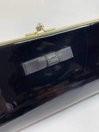 Vintage "HL U.S.A." Geldbörse schwarz Lackleder Clutch - Bild 7 von 16