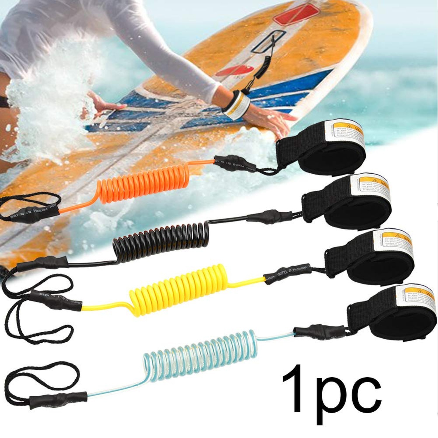 Surfboard Leash, Straight Surf Board Leg Rope, Coiled Sup Leash Leg Rope, SUP...