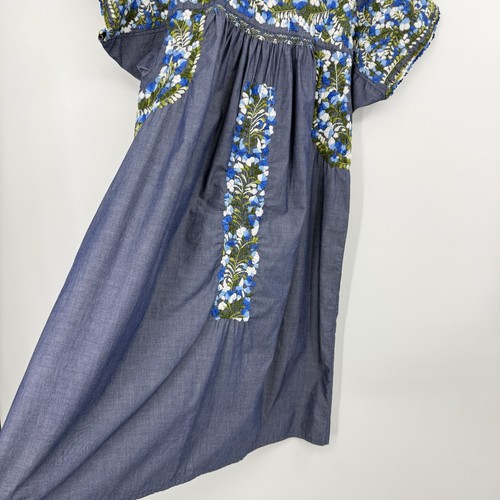 Gorgeous Oaxaca Mexican Dress Blue White Embroidery Crochet Sz M People Boho - Bild 5 von 11