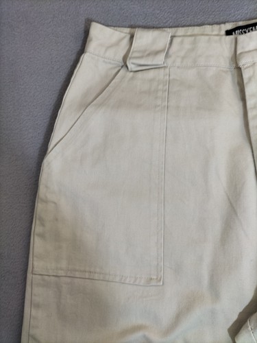 Pantalone cargo donna taglia L (12) beige tela vita alta largo 30"L 100% cotone - Foto 3 di 9