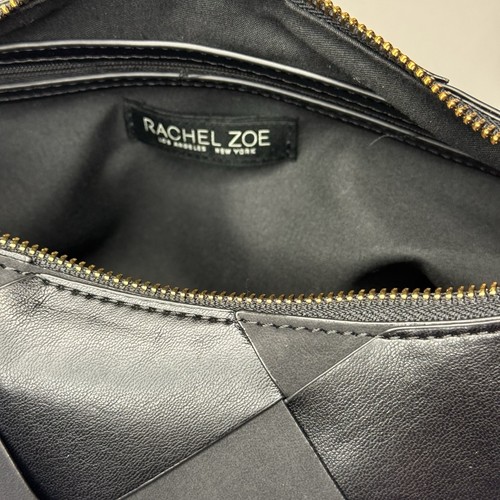 Rachel Zoe Black Woven Tote Shoulder Bag Textured Designer Handbag - Picture 4 of 4