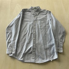 L.L. Bean Shirt Mens Large Blue Striped Long Sleeve Button Down Cotton Classic