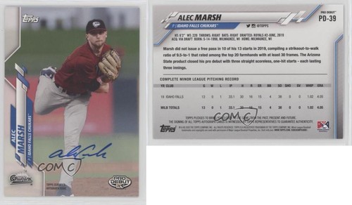 2020 Topps Pro Debut Auto Alec Marsh #PD-39 - Picture 3 of 3