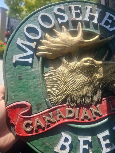 Vintage MOOSEHEAD Canadian Lager Beer Sign 14" x 13" Hard Plastic Mancave Bar - Picture 3 of 4