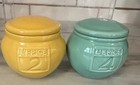 Set of 2 Anthropologie L'epice French Spice Jars 2  4 Blue Yellow Kitchen 3"