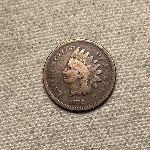 1872 Indian Head Coin Copper Penny Small One Cent GOOD 1c US Type Coin ZM