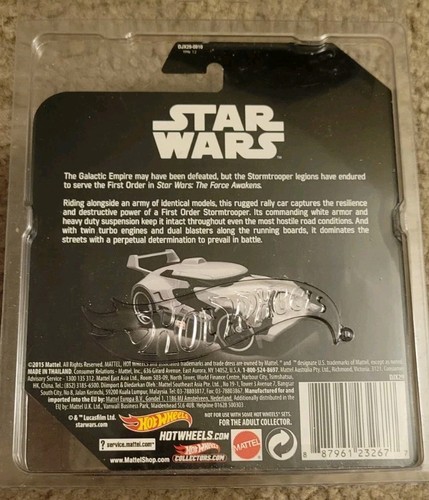 SDCC COMIC CON 2015 HOT WHEELS STAR WARS T.F.A. 1st ORDER STORMTROOPER TOY CAR - Picture 3 of 6